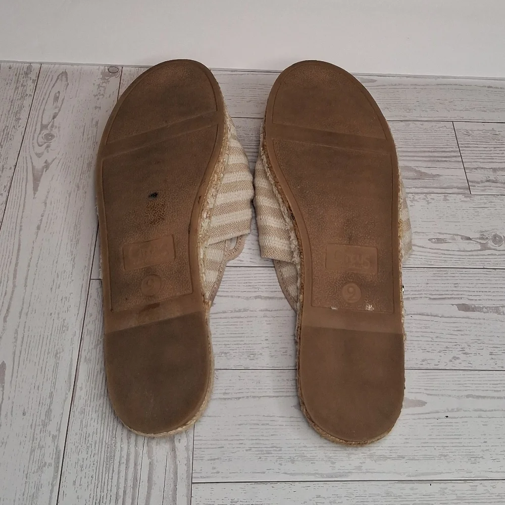 Circus by Sam Edelman Beige Striped Women's Slip-On Espadrille Mules Size 9